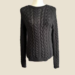 Polo Ralph Lauren Fisherman Cable Knit Crewneck Sweater Black M Ivy League